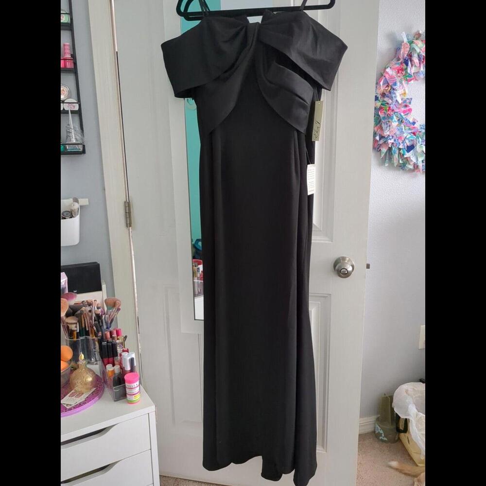 NWT Eliza J Black off Shoulder Bow-Accent Evening Gown 🖤